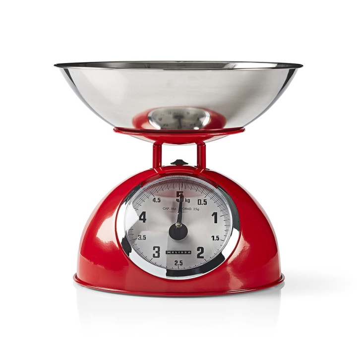 MELISSA Retro-keittiövaaka | Analoginen | Metallikotelo | Irrotettava kulho | Max. 5kg | 25 gramman askelin | Punainen ryhmässä KOTI, TALOUS JA PUUTARHA / Keittiövälineet / Keittiövaa\'at @ TP E-commerce Nordic AB (D25005)