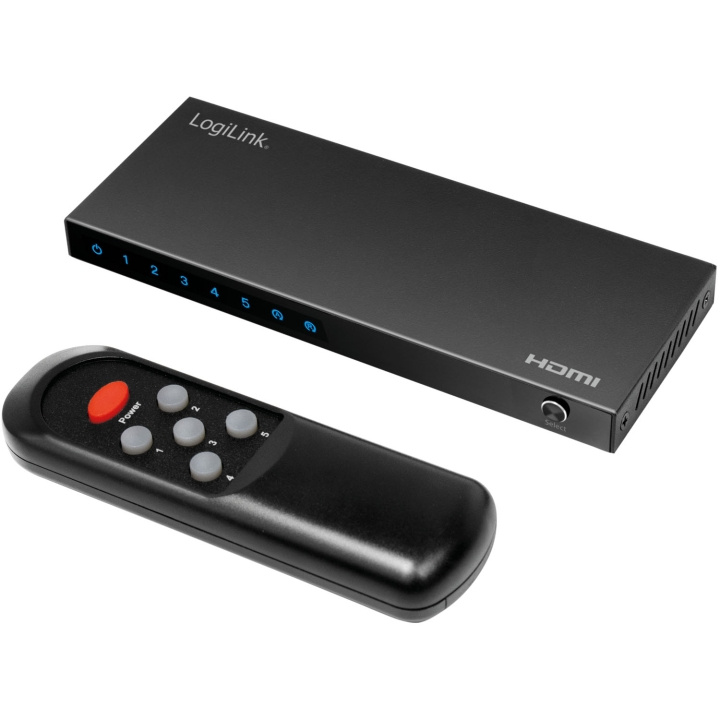 LogiLink HDMI-switch 5-portar HDMI 2.0 4K/60 Hz ryhmässä KODINELEKTRONIIKKA / Kaapelit & Sovittimet / HDMI @ TP E-commerce Nordic AB (D25080)