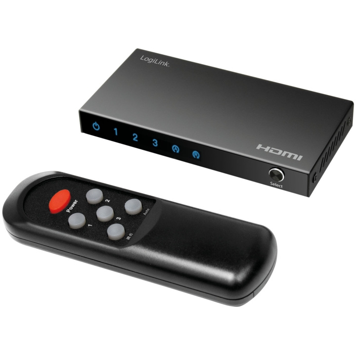 LogiLink HDMI-switch 3-portar HDMI 2.0 4K/60 Hz ryhmässä KODINELEKTRONIIKKA / Kaapelit & Sovittimet / HDMI @ TP E-commerce Nordic AB (D25081)