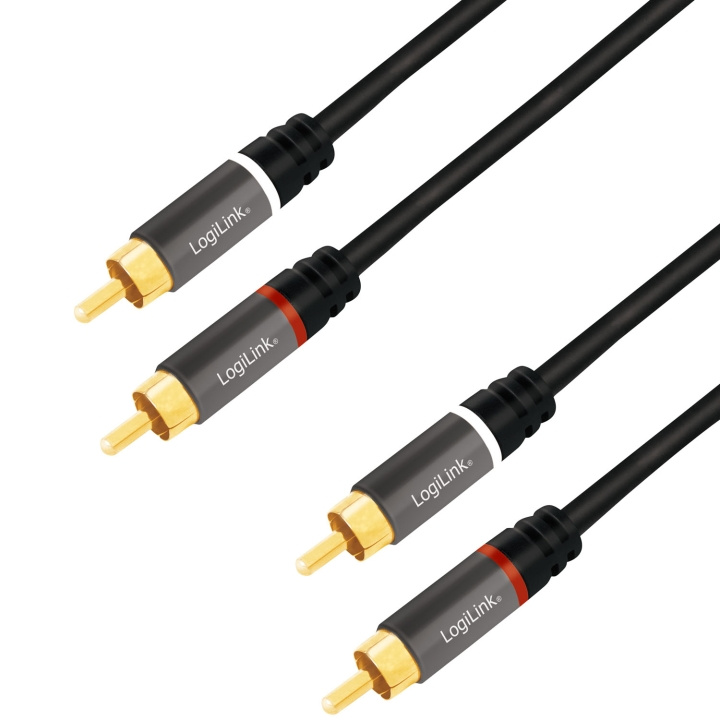 LogiLink Audiokabel 2 x RCA-hane - 2 x RCA-hane 0,5m Metall Svart ryhmässä KODINELEKTRONIIKKA / Kaapelit & Sovittimet / RCA @ TP E-commerce Nordic AB (D25090)