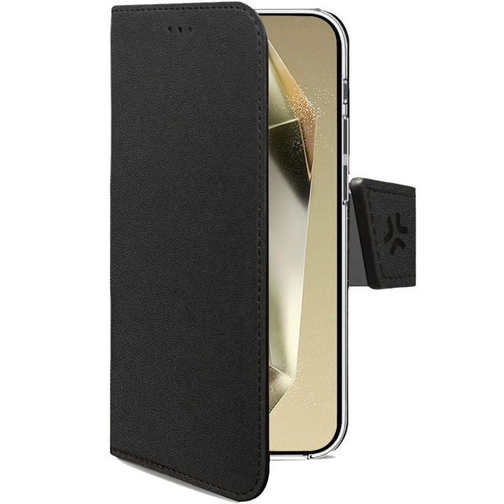 Celly Wally Wallet Case Galaxy Galaxy S25 FE Svart ryhmässä ÄLYPUHELIMET JA TABLETIT / Puhelimen suojakotelo / Samsung @ TP E-commerce Nordic AB (D25094)