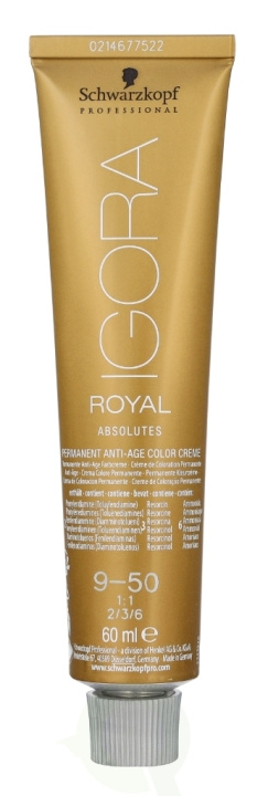 Schwarzkopf Igora Royal Absolutes Permanent Color Creme 60 ml 9-50 ryhmässä KAUNEUS JA TERVEYS / Hiukset &Stailaus / Hiustenhoito / Hiusväri / Hiusväri & Väripommi @ TP E-commerce Nordic AB (D25175)