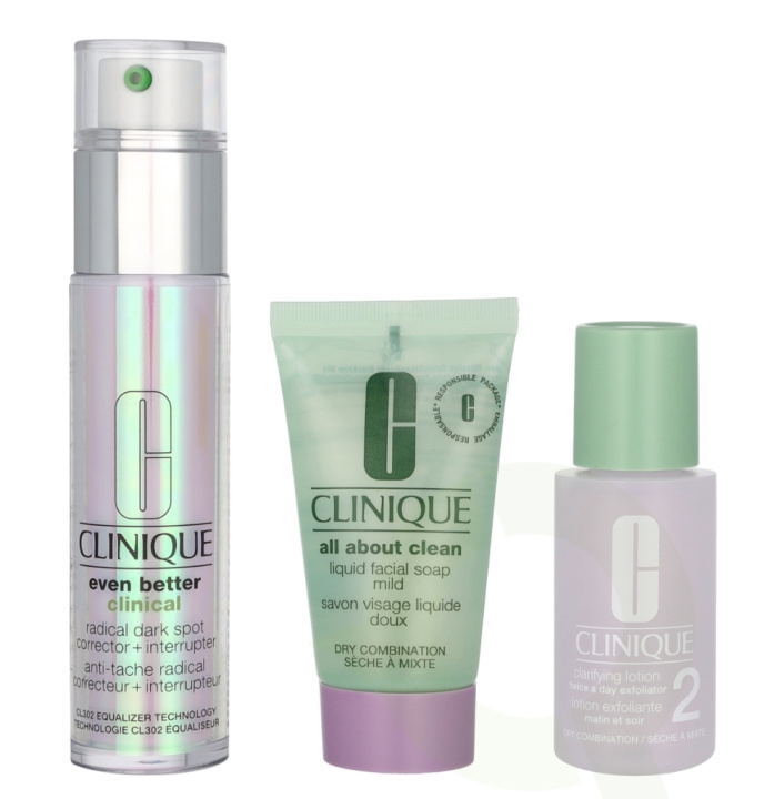 Clinique Beauty Routine Anti Stains Set 90 ml Even Better Serum 30ml/AAC Soap Mild 30ml (promo)/Clarifying Lotion 2 30ml (promo) ryhmässä KAUNEUS JA TERVEYS / Ihonhoito / Kasvot / Puhdistus @ TP E-commerce Nordic AB (D25780)