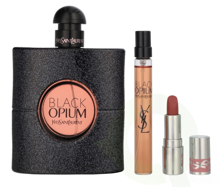 Yves Saint Laurent YSL Black Opium Giftset 101.3 ml Edp Spray 90ml/Epd Spray 10ml/Mini Lipstick #44 1.3g ryhmässä KAUNEUS JA TERVEYS / Tuoksut & Parfyymit / Parfyymit / Naisten Tuoksut @ TP E-commerce Nordic AB (D25852)