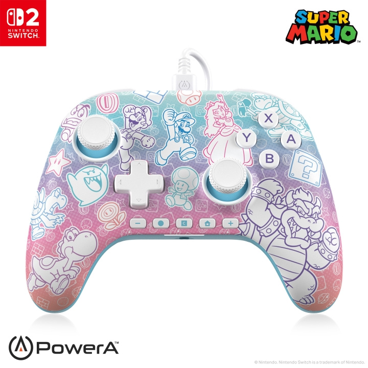 PowerA Advantage langallinen ohjain Nintendo Switch 2:lle - Mushroom Kingdom (Sienikunta) ryhmässä KODINELEKTRONIIKKA / Pelikonsolit & Tarvikkeet / Nintendo Switch 2 / Tarvikkeet @ TP E-commerce Nordic AB (D27139)