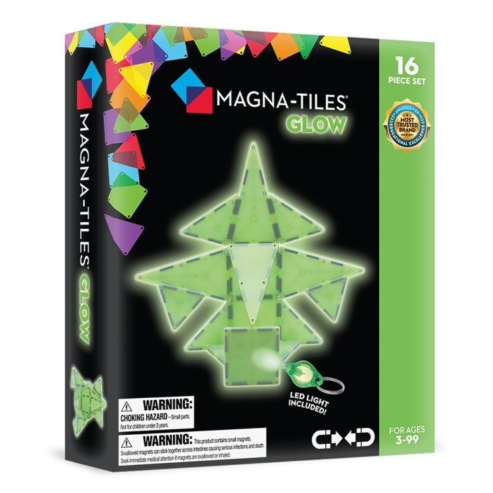 Magna Tiles MAGNA-TILES - Glow 16 palan setti (90215) ryhmässä LELUT, TUOTTEET LAPSILLE JA VAUVOILLE / Leikkikalut, Askartelu &Pelit / Rakennuslelut / Rakennuspalikat @ TP E-commerce Nordic AB (D27634)