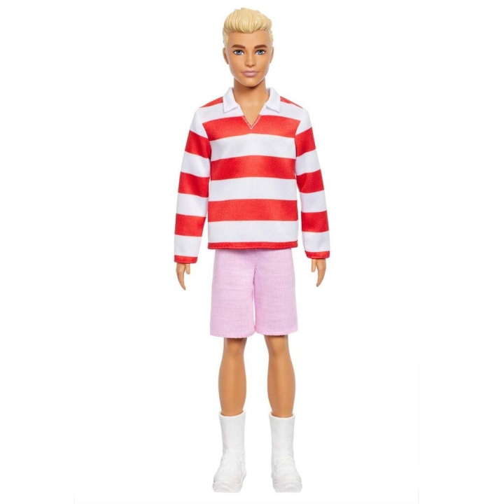 Barbie Fashionista Ken-nukke Punaiset ja valkoiset raidat (HYV01) ryhmässä LELUT, TUOTTEET LAPSILLE JA VAUVOILLE / Leikkikalut, Askartelu &Pelit / Nuket & Tarvikkeet @ TP E-commerce Nordic AB (D27847)