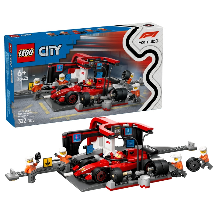LEGO LEGO City - F1® varikkopysäkki ja varikkomiehistö Ferrari-auton kanssa (60443) ryhmässä LELUT, TUOTTEET LAPSILLE JA VAUVOILLE / Leikkikalut, Askartelu &Pelit / Rakennuslelut / Lego @ TP E-commerce Nordic AB (D28008)