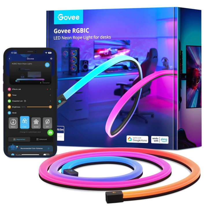 Govee Neon pelipöydän valo (3m) - Smart RGBIC LED nauhat