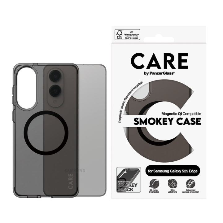 Panzer CARE by PanzerGlass - Flagship Case Urban Combat Smokey m. Lajittele Qi-yhteensopiva Samsung S25 Edge kanssa ryhmässä ÄLYPUHELIMET JA TABLETIT / Puhelimen suojakotelo / Samsung @ TP E-commerce Nordic AB (D28643)