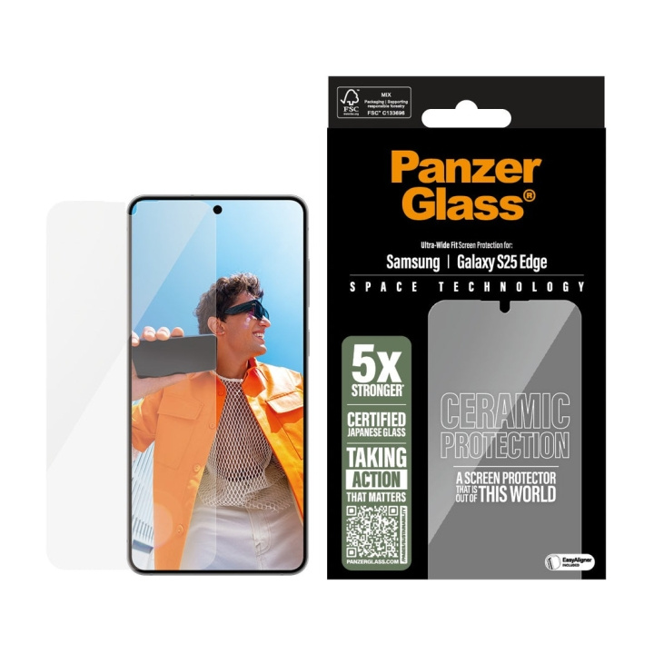 Panzer Lasi - Keraaminen näytönsuoja Samsung S25 Edge - Ultra-Wide Fit ryhmässä ÄLYPUHELIMET JA TABLETIT / Puhelimen suojakotelo / Samsung @ TP E-commerce Nordic AB (D28644)