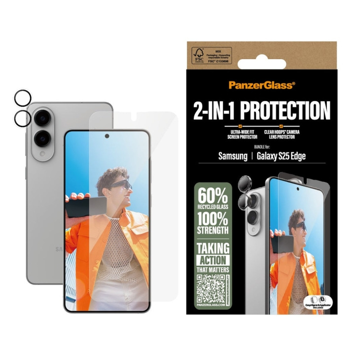 Panzer Lasi - 2-in-1 pakkaus Samsung S25 Edge ryhmässä ÄLYPUHELIMET JA TABLETIT / Puhelimen suojakotelo / Samsung @ TP E-commerce Nordic AB (D28645)