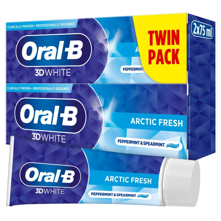 Oral B 3D White Arctic Fresh hammastahna - 2x75 ml ryhmässä KAUNEUS JA TERVEYS / Suunhoito / Valkaisutuotteet @ TP E-commerce Nordic AB (D28918)