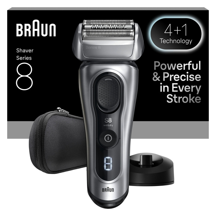 Braun Sarja 8 sähköparranajokone - SensoAdapt, latausteline, 8617S - hopea ryhmässä KAUNEUS JA TERVEYS / Hiukset &Stailaus / Sheivaus ja trimmaus / Parranajokoneet @ TP E-commerce Nordic AB (D28933)