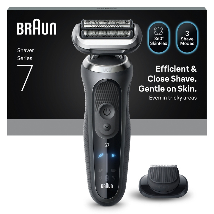 Braun Series 7 sähköparranajokone - harmaa ryhmässä KAUNEUS JA TERVEYS / Hiukset &Stailaus / Sheivaus ja trimmaus / Parranajokoneet @ TP E-commerce Nordic AB (D28937)