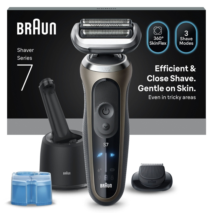 Braun Series 7 sähköparranajokone, SmartCare Center, +1 lisälaite, 72-C7200CC - Gold ryhmässä KAUNEUS JA TERVEYS / Hiukset &Stailaus / Sheivaus ja trimmaus / Parranajokoneet @ TP E-commerce Nordic AB (D28942)