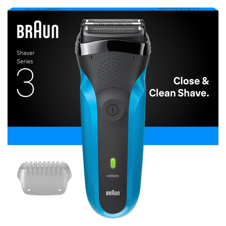 Braun Series 3 sähköparranajokone, märkä ja kuiva, 310S - sininen ryhmässä KAUNEUS JA TERVEYS / Hiukset &Stailaus / Sheivaus ja trimmaus / Parranajokoneet @ TP E-commerce Nordic AB (D28944)