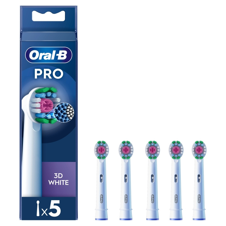 Oral B Pro 3D White hammasharjanpäät - Valkoinen - 5 kpl ryhmässä KAUNEUS JA TERVEYS / Suunhoito / Sähköhammasharjat Tarvikkeet @ TP E-commerce Nordic AB (D29024)
