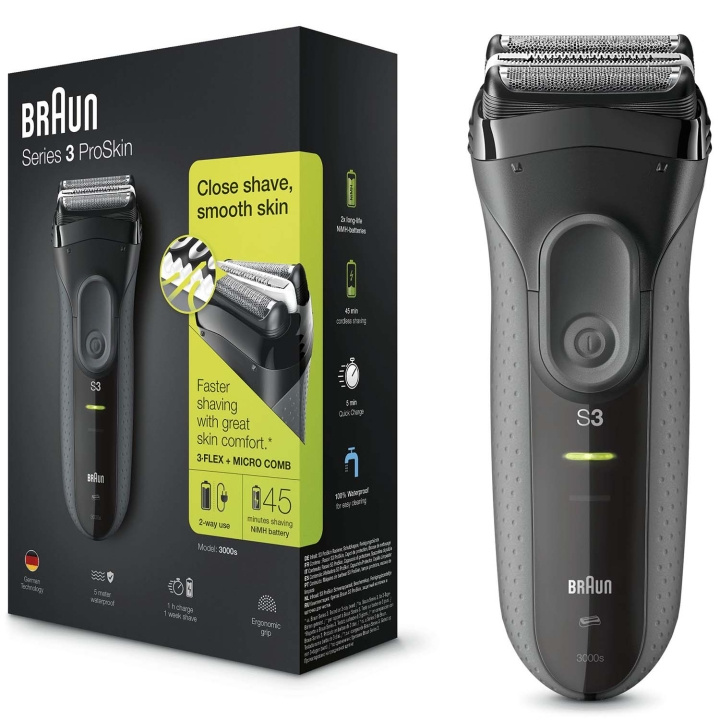 Braun Rakapparat 3000 BLK/GREY BOX MN ryhmässä KAUNEUS JA TERVEYS / Hiukset &Stailaus / Sheivaus ja trimmaus / Parranajokoneet @ TP E-commerce Nordic AB (D29111)