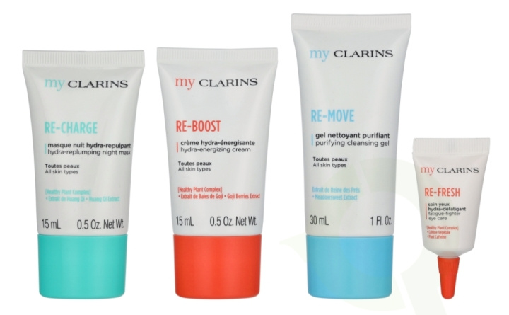 Clarins My Clarins Travel Set 63 ml Cleansing Gel 30ml/Hydra-En.Cream 15ml/Night Mask 15ml/Eye Care 3ml ryhmässä KAUNEUS JA TERVEYS / Ihonhoito / Kasvot / Päivävoide @ TP E-commerce Nordic AB (D29595)