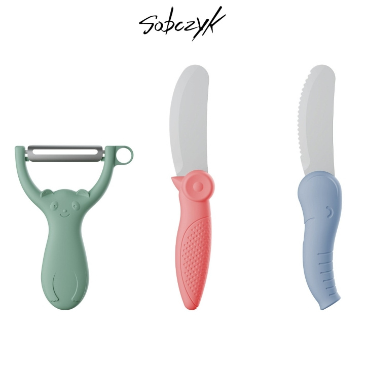Sobczyk junior - Lasten veitsi- ja kuorimaveitsi-setti - 3 kpl ryhmässä LELUT, TUOTTEET LAPSILLE JA VAUVOILLE / Syö ja juo / Lasten astiat @ TP E-commerce Nordic AB (D30112)