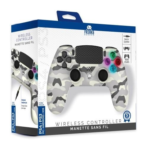 Trade Invaders Langaton ohjain PS4:lle, jossa on 3,5 mm:n liitäntäpaikka - LED-White Camo ryhmässä KODINELEKTRONIIKKA / Pelikonsolit & Tarvikkeet / Sony PlayStation 4 @ TP E-commerce Nordic AB (D30236)