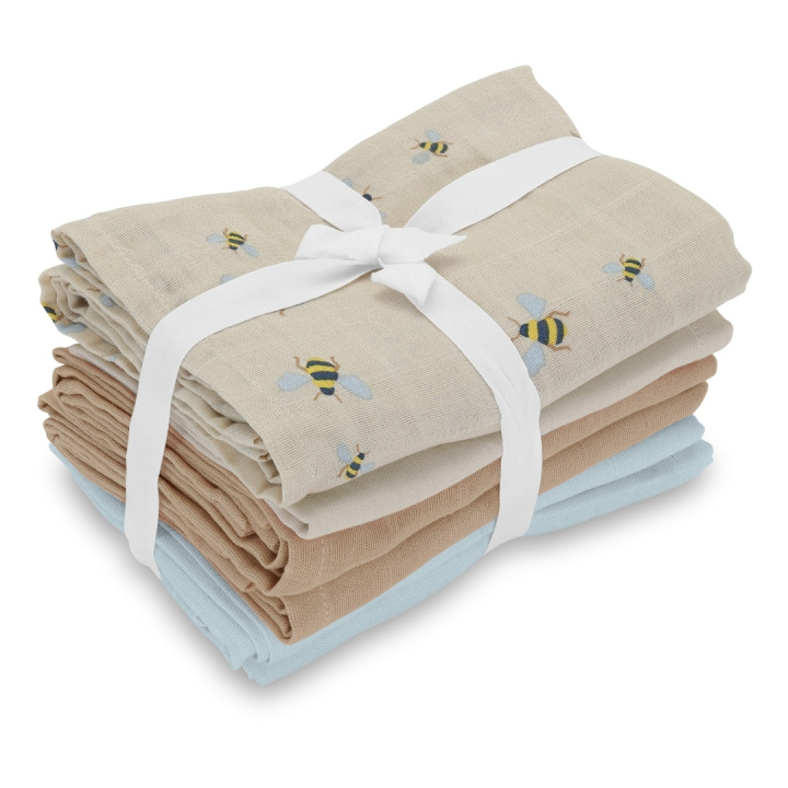Vanilla Copenhagen Musliinit 6 kpl - Honeybee, Oyster Grey, Oak, Blue - 70 x 70 cm (MUSL8123) ryhmässä LELUT, TUOTTEET LAPSILLE JA VAUVOILLE / Lasten tekstiilit / Sänkyvaatteet / Lasten lakanat @ TP E-commerce Nordic AB (D30313)
