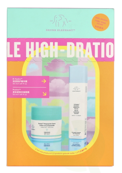 Drunk Elephant The Mile High-Dration Giftset 100 ml Cream 50ml/Serum 50ml ryhmässä KAUNEUS JA TERVEYS / Ihonhoito / Kasvot / Päivävoide @ TP E-commerce Nordic AB (D30696)