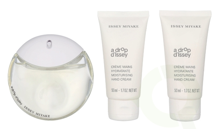 Issey Miyake A Drop D\'Issey Giftset 150 ml Edp Spray 50ml/2x Hand Cream 50ml ryhmässä KAUNEUS JA TERVEYS / Tuoksut & Parfyymit / Parfyymit / Hajuvesiboksit @ TP E-commerce Nordic AB (D30725)