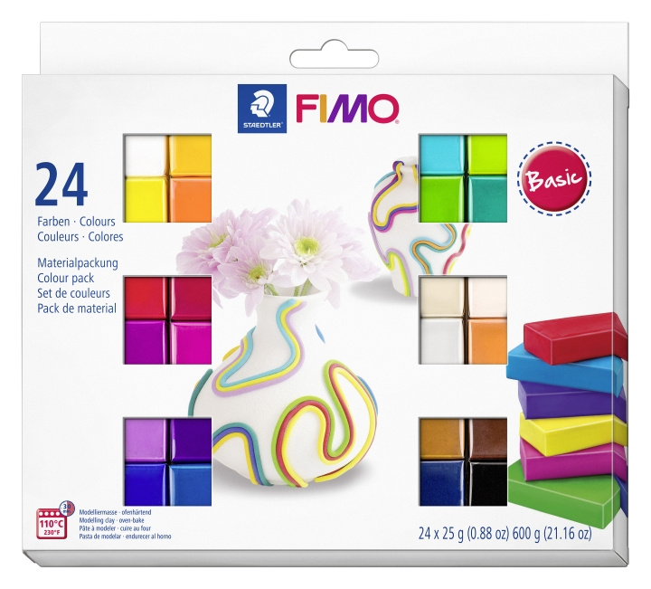 FIMO Pehmeä setti 24x25g, Basic (8023 C24-1) ryhmässä LELUT, TUOTTEET LAPSILLE JA VAUVOILLE / Leikkikalut, Askartelu &Pelit / Lelusarja @ TP E-commerce Nordic AB (D30871)