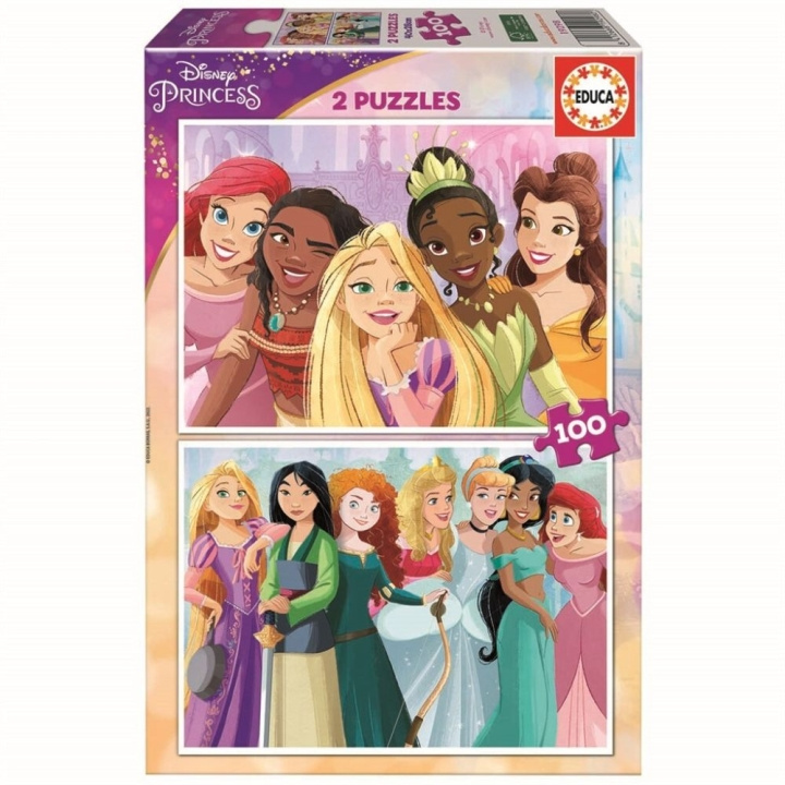 Educa 2x100 Disney Princess 2 palapeliä puusta (80-19298) ryhmässä LELUT, TUOTTEET LAPSILLE JA VAUVOILLE / Leikkikalut, Askartelu &Pelit / Lasten palapeli @ TP E-commerce Nordic AB (D30987)