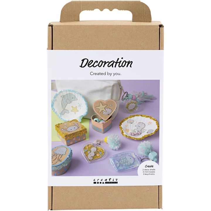 Craft Kit Decoration - Boxes - shells - key rings - pastel colours (977847) ryhmässä LELUT, TUOTTEET LAPSILLE JA VAUVOILLE / Leikkikalut, Askartelu &Pelit / Käsityöt @ TP E-commerce Nordic AB (D31401)