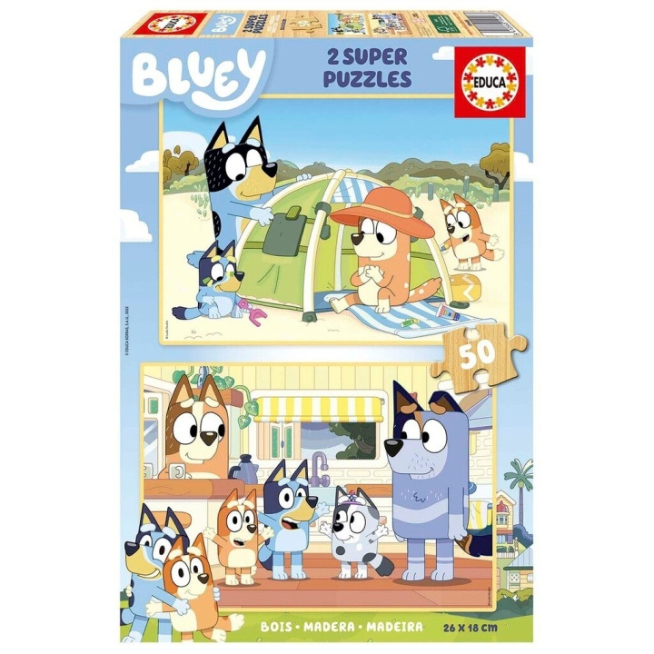 Educa Bluey 2 X 50 palapeli puu (80-19408) ryhmässä LELUT, TUOTTEET LAPSILLE JA VAUVOILLE / Leikkikalut, Askartelu &Pelit / Lasten palapeli @ TP E-commerce Nordic AB (D31529)