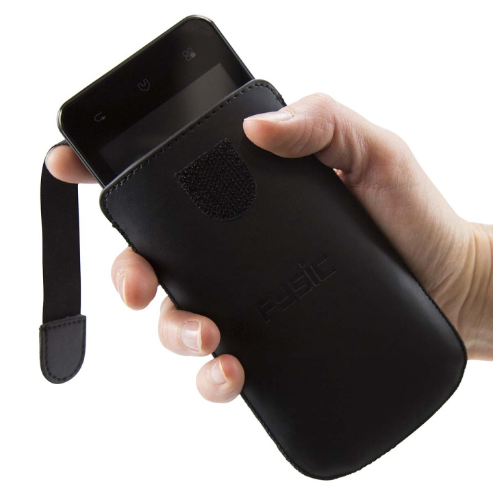 Fysic Leather cover for FMA-5000, black ryhmässä ÄLYPUHELIMET JA TABLETIT / Puhelimen suojakotelo / Muut mallit @ TP E-commerce Nordic AB (D32247)