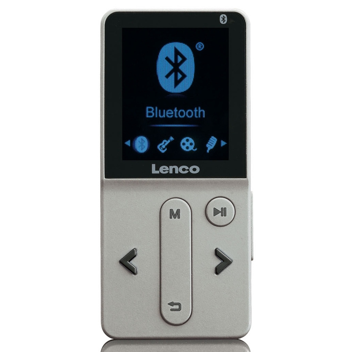 Lenco MP4-soitin bluetooth® 8 GB:lla Silver ryhmässä KODINELEKTRONIIKKA / Ääni & Kuva / Kotiteatteri, HiFi ja kannettavat / Kannettavat musiikkisoittimet / MP3-soitin @ TP E-commerce Nordic AB (D32438)