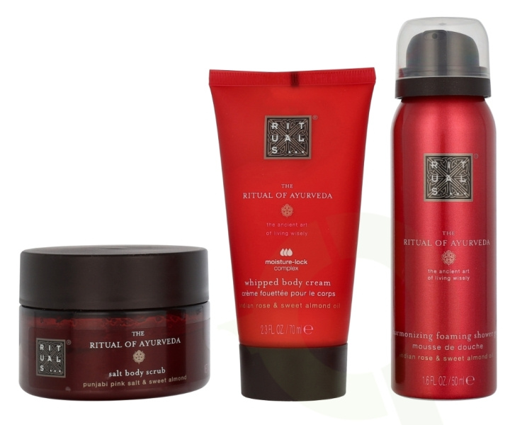 Rituals Ayurveda Trial Set 245 ml Foaming Shower Gel 50ml/Body Scrub 125g/Body Cream 70ml ryhmässä KAUNEUS JA TERVEYS / Lahjapakkaukset / Naisten lahjapakkaukset @ TP E-commerce Nordic AB (D32609)