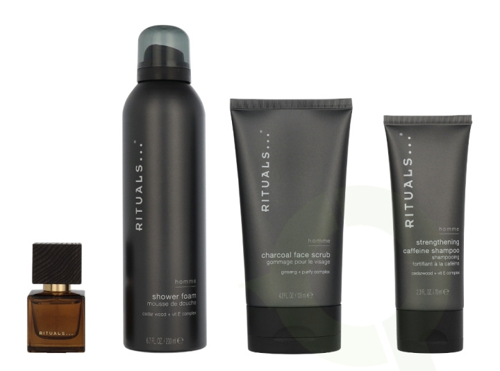 Rituals Homme Medium Giftset 2025 410 ml Charcoal Face Scrub 125ml/Shower Foam 200ml/Strengthening Caffeine Shampoo 70ml/Travel - L\'Essentiel 15 ml ryhmässä KAUNEUS JA TERVEYS / Lahjapakkaukset / Miesten lahjapakkaukset @ TP E-commerce Nordic AB (D32626)