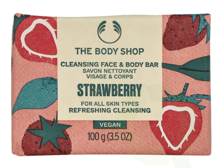 The Body Shop Strawberry Cleansing Face & Body Bar 100 g ryhmässä KAUNEUS JA TERVEYS / Ihonhoito / Kehon hoito / Vartalosuihke @ TP E-commerce Nordic AB (D32888)