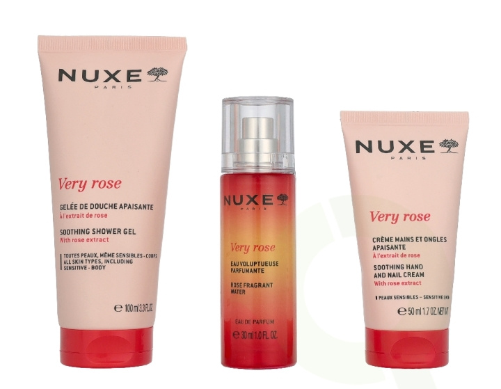 Nuxe Very Rose Set 180 ml Shower Gel 100ml/ Edp Spray 30ml/Hand Cream 50ml ryhmässä KAUNEUS JA TERVEYS / Lahjapakkaukset / Naisten lahjapakkaukset @ TP E-commerce Nordic AB (D32926)