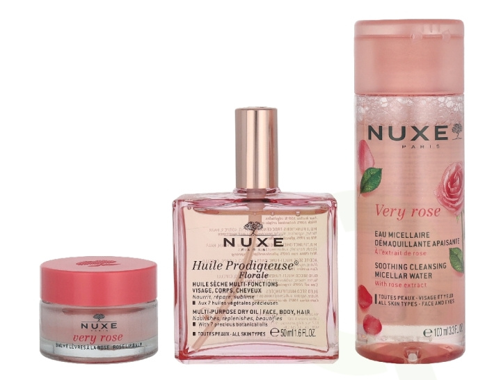 Nuxe Pink Fever Giftset 165 ml Huile Prodigieuse Florale 50ml/Micellar Water 100ml/Lip Balm 15g ryhmässä KAUNEUS JA TERVEYS / Lahjapakkaukset / Naisten lahjapakkaukset @ TP E-commerce Nordic AB (D32928)