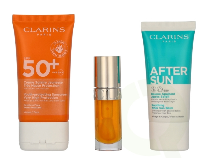 Clarins Beautiful Summer Giftset 87 ml Sun Cream 50ml/Lip Oil 7ml/Sun Balm 30ml ryhmässä KAUNEUS JA TERVEYS / Ihonhoito / Rusketus / Aurinkosuoja @ TP E-commerce Nordic AB (D32945)