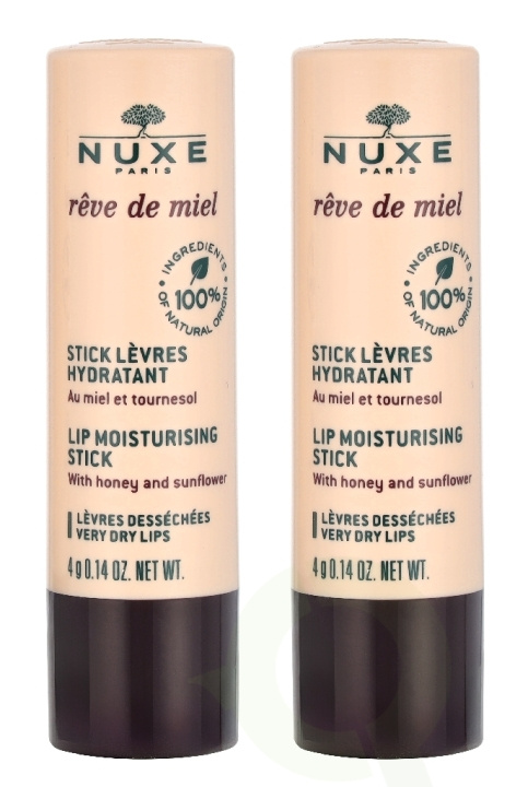 Nuxe Reve De Miel Lip Moisturizing Stick Duo Set 8 ml 2x4gr ryhmässä KAUNEUS JA TERVEYS / Meikit / Huulet / Huulivoide @ TP E-commerce Nordic AB (D33087)