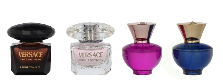 Versace Miniatures Set Women 20 ml 4x5ml - Crystal Noir Edt/Bright Crystal Edt/Dylan Purple Edp/Dylan Blue Edp ryhmässä KAUNEUS JA TERVEYS / Lahjapakkaukset / Naisten lahjapakkaukset @ TP E-commerce Nordic AB (D33118)