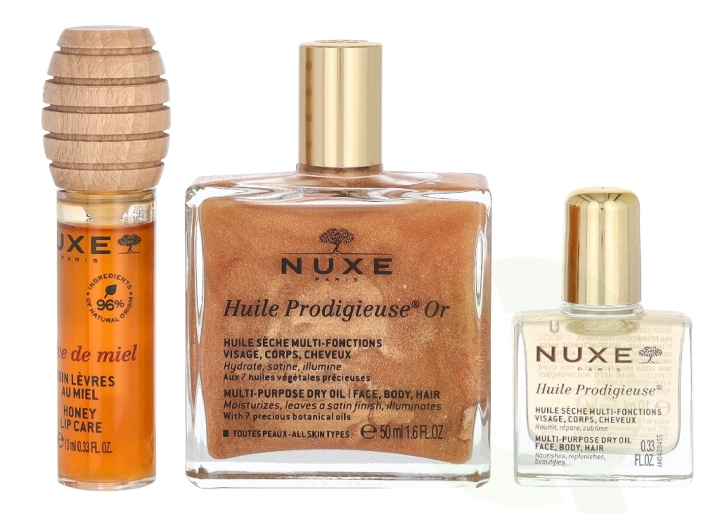 Nuxe The Infinite Glow Giftset 70 ml Huile Prodigieuse 50ml/Huile Prodigieuse 10ml/Reve De Miel Lip Honey 10ml ryhmässä KAUNEUS JA TERVEYS / Lahjapakkaukset / Naisten lahjapakkaukset @ TP E-commerce Nordic AB (D33326)