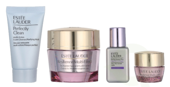 Estee Lauder Resilience Multi-Effects Radiance Routine Set 100 ml Resilience Multi-Effect SPF15 50ml /Perfectionist Pro Rapid Firm/Lift Serum 15ml /Perfectly Clean Cleanser 30ml /Resilience Multi-Effect Eye 5ml ryhmässä KAUNEUS JA TERVEYS / Ihonhoito / Kasvot / Päivävoide @ TP E-commerce Nordic AB (D33509)