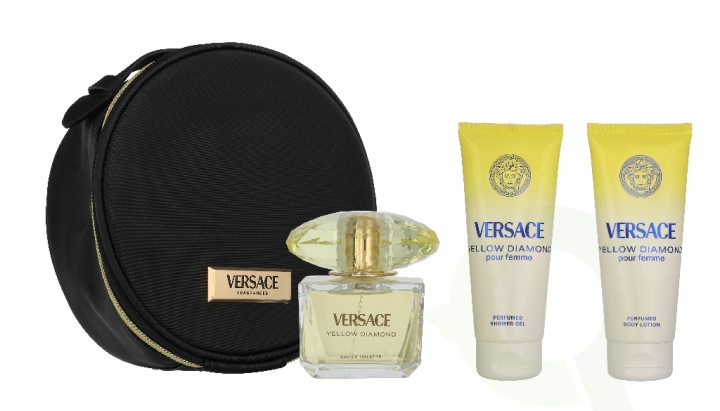 Versace Yellow Diamond Giftset 290 ml Edt Spray 90ml/Bath & Shower Gel 100ml/Body Lotion 100ml/Make-Up Case ryhmässä KAUNEUS JA TERVEYS / Lahjapakkaukset / Naisten lahjapakkaukset @ TP E-commerce Nordic AB (D33827)