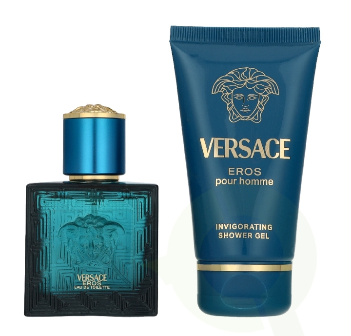Versace Eros Pour Homme Giftset 80 ml Edt Spray 30ml/Bath & Shower Gel 50ml ryhmässä KAUNEUS JA TERVEYS / Tuoksut & Parfyymit / Parfyymit / Miesten Tuoksut @ TP E-commerce Nordic AB (D33830)