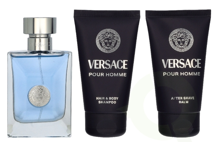 Versace Pour Homme Giftset 150 ml Edt Spray 50ml/Aftershave Balm 50ml/Hair & Body Shampoo 50ml ryhmässä KAUNEUS JA TERVEYS / Tuoksut & Parfyymit / Parfyymit / Miesten Tuoksut @ TP E-commerce Nordic AB (D33832)