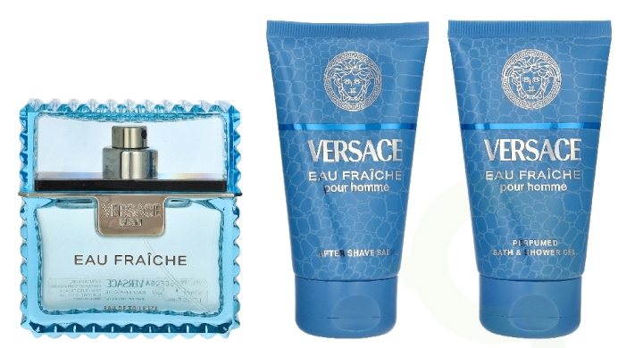 Versace Eau Fraiche Giftset 150 ml Edt Spray 50ml/Bath & Shower Gel 50ml/Aftershave Balm 50ml ryhmässä KAUNEUS JA TERVEYS / Tuoksut & Parfyymit / Parfyymit @ TP E-commerce Nordic AB (D33834)