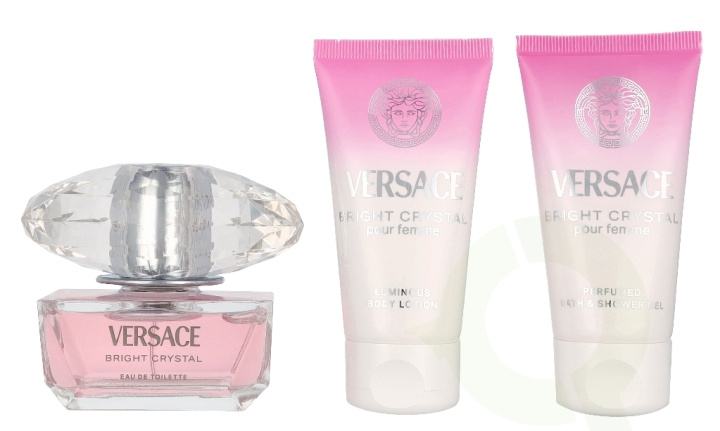 Versace Bright Crystal Giftset 150 ml Edt Spray 50ml/Bath & Shower Gel 50ml/Body Lotion 50ml ryhmässä KAUNEUS JA TERVEYS / Tuoksut & Parfyymit / Parfyymit / Naisten Tuoksut @ TP E-commerce Nordic AB (D33835)